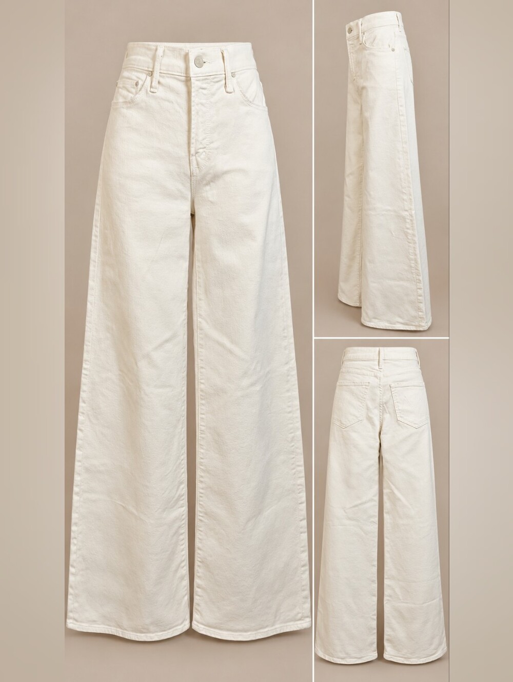 MOTHER The Twister Skimp High Rise Wide Leg Jeans 25 Cream Puffs